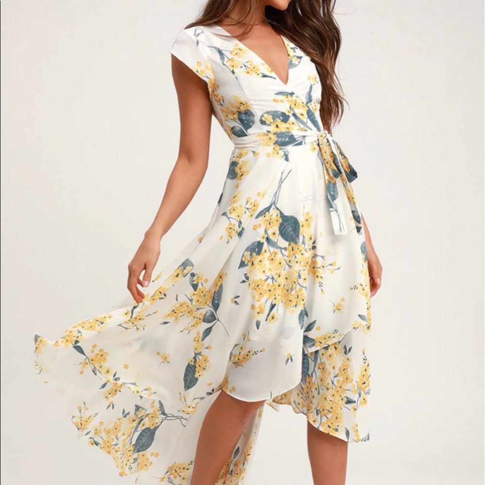 Yellow floral high low dress